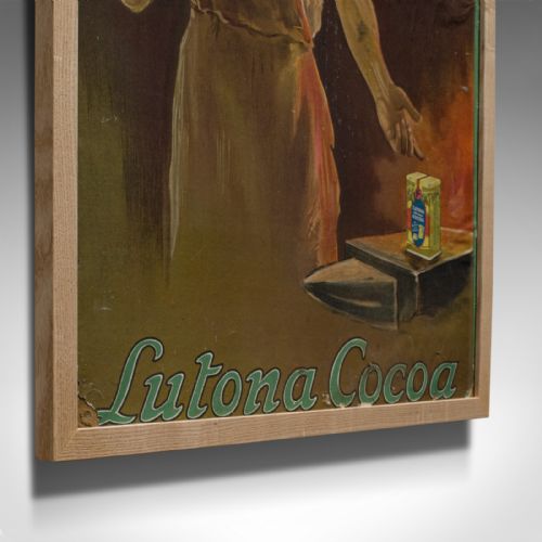 fig 4. Framed Antique Cocoa Advertisement, English, Lutona Poster, Victorian, C.1900