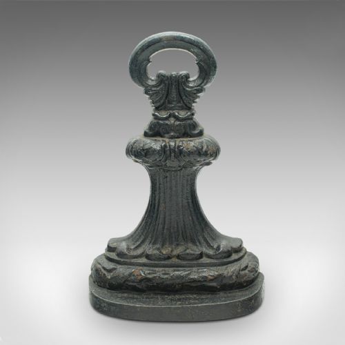 fig 1. Antique Decorative Doorstop, English Cast Iron, Art Nouveau Door Keep, Victorian