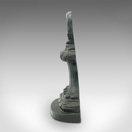 fig 2. Antique Decorative Doorstop, English Cast Iron, Art Nouveau Door Keep, Victorian