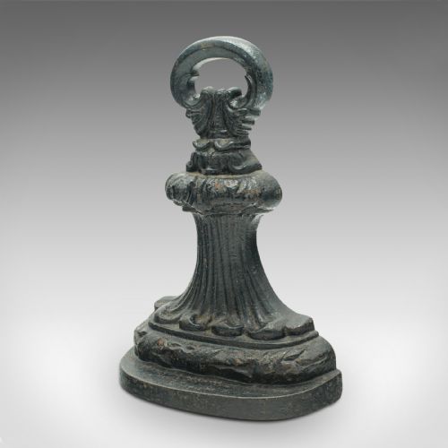 fig 4. Antique Decorative Doorstop, English Cast Iron, Art Nouveau Door Keep, Victorian