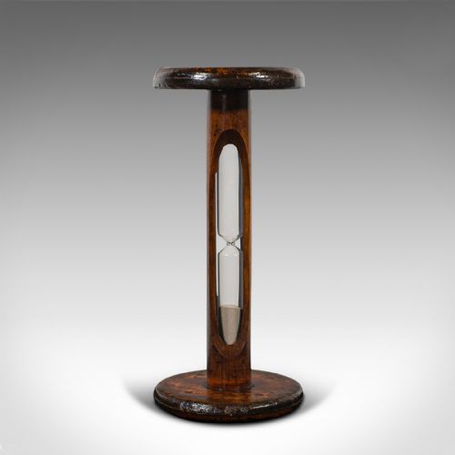 fig 1. Antique Cookie Baking Sand Timer, English, Fruitwood, Glass, Victorian, C.1900