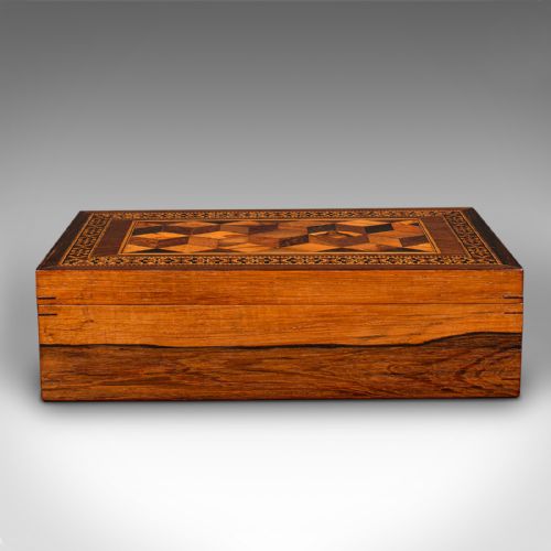fig 4. Antique Decorative Cigar Box, English, Tunbridge Ware, Keepsake, Desk, Victorian