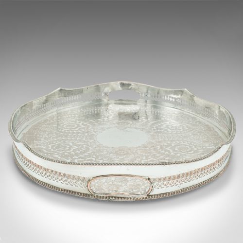 fig 2. Antique Decorative Serving Tray, English, Silver Plate, Afternoon Tea, Victorian