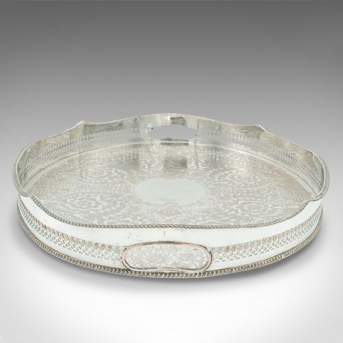 fig 3. Antique Decorative Serving Tray, English, Silver Plate, Afternoon Tea, Victorian