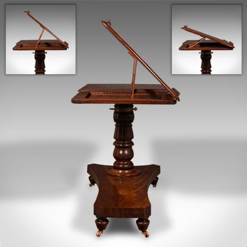 fig 6. Antique Gentleman's Reading Table, English, Adjustable, Writing, Victorian