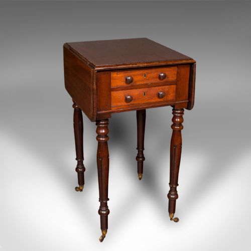 ANTIQUE PEMBROKE TABLE ENGLISH DROP LEAF SIDE OCCASIONAL REGENCY C1830 - ADDITIONAL PHOTO 1