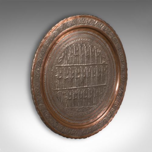 Antique Decorative Charger, Turkish, Copper, Repousse, Wall Plate, Victorian