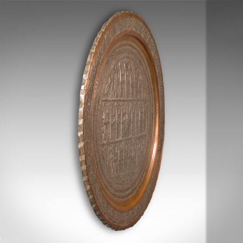 fig 2. Antique Decorative Charger, Turkish, Copper, Repousse, Wall Plate, Victorian