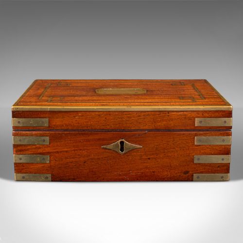 fig 2. Antique Campaign Writing Box, English, Brass, Correspondence Case, Regency, 1820