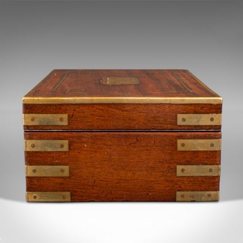 fig 3. Antique Campaign Writing Box, English, Brass, Correspondence Case, Regency, 1820