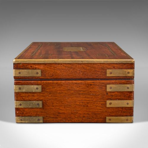 fig 4. Antique Campaign Writing Box, English, Brass, Correspondence Case, Regency, 1820