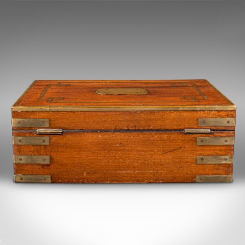 fig 5. Antique Campaign Writing Box, English, Brass, Correspondence Case, Regency, 1820