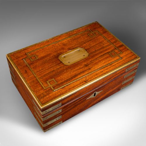 fig 6. Antique Campaign Writing Box, English, Brass, Correspondence Case, Regency, 1820