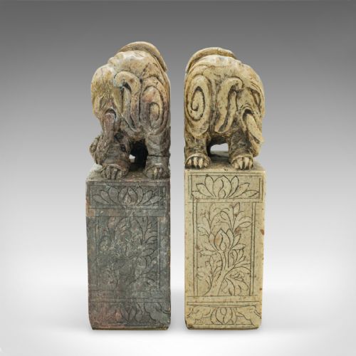 fig 1. Pair Of Antique Oriental Bookends, Chinese Soapstone, Book Rest, Victorian, Qing
