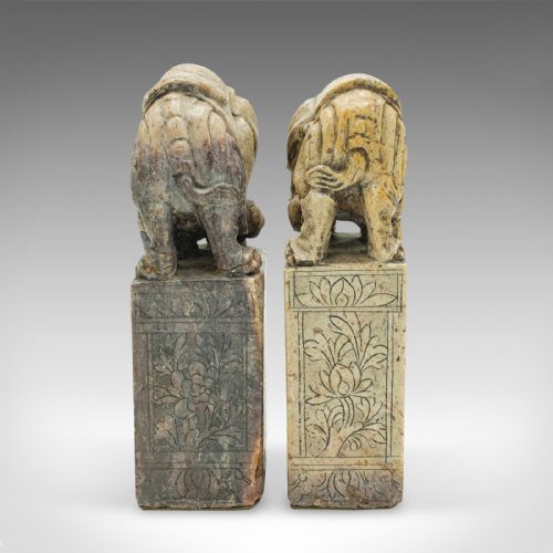 fig 2. Pair Of Antique Oriental Bookends, Chinese Soapstone, Book Rest, Victorian, Qing
