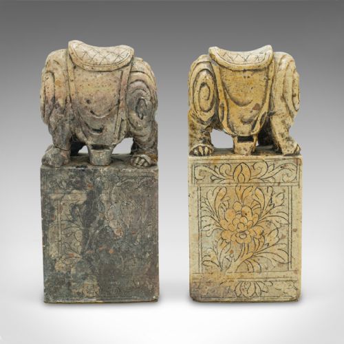 fig 4. Pair Of Antique Oriental Bookends, Chinese Soapstone, Book Rest, Victorian, Qing