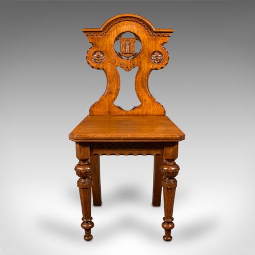 fig 2. Pair Of Antique Hall Chairs, Scottish, Oak, Seat, Arts & Crafts Taste, Victorian