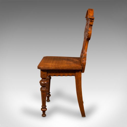 fig 3. Pair Of Antique Hall Chairs, Scottish, Oak, Seat, Arts & Crafts Taste, Victorian