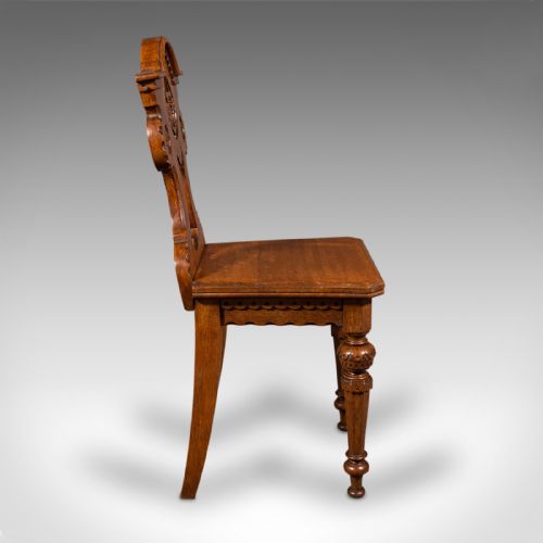 fig 4. Pair Of Antique Hall Chairs, Scottish, Oak, Seat, Arts & Crafts Taste, Victorian