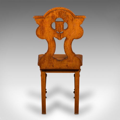 fig 5. Pair Of Antique Hall Chairs, Scottish, Oak, Seat, Arts & Crafts Taste, Victorian