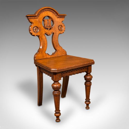 fig 6. Pair Of Antique Hall Chairs, Scottish, Oak, Seat, Arts & Crafts Taste, Victorian