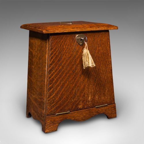 ANTIQUE DESKTOP STATIONERY BOX ENGLISH OAK ARTS CRAFTS VICTORIAN C1890 - ADDITIONAL PHOTO 1