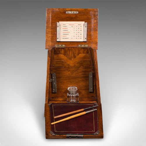 ANTIQUE DESKTOP STATIONERY BOX ENGLISH OAK ARTS CRAFTS VICTORIAN C1890 - ADDITIONAL PHOTO 4