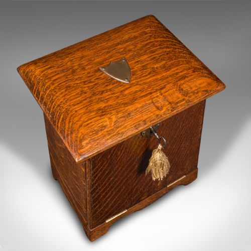 ANTIQUE DESKTOP STATIONERY BOX ENGLISH OAK ARTS CRAFTS VICTORIAN C1890 - ADDITIONAL PHOTO 7