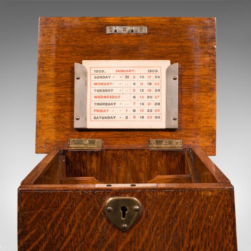 ANTIQUE DESKTOP STATIONERY BOX ENGLISH OAK ARTS CRAFTS VICTORIAN C1890 - ADDITIONAL PHOTO 8