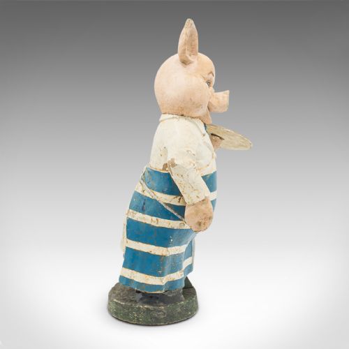 PAIR OF ANTIQUE BUTCHERY PIGS ENGLISH PLASTER SHOP DISPLAY FIGURE EDWARDIAN - ADDITIONAL PHOTO 2