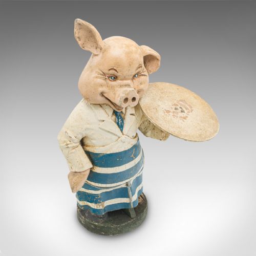 PAIR OF ANTIQUE BUTCHERY PIGS ENGLISH PLASTER SHOP DISPLAY FIGURE EDWARDIAN - ADDITIONAL PHOTO 5