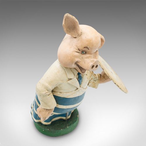 PAIR OF ANTIQUE BUTCHERY PIGS ENGLISH PLASTER SHOP DISPLAY FIGURE EDWARDIAN - ADDITIONAL PHOTO 9