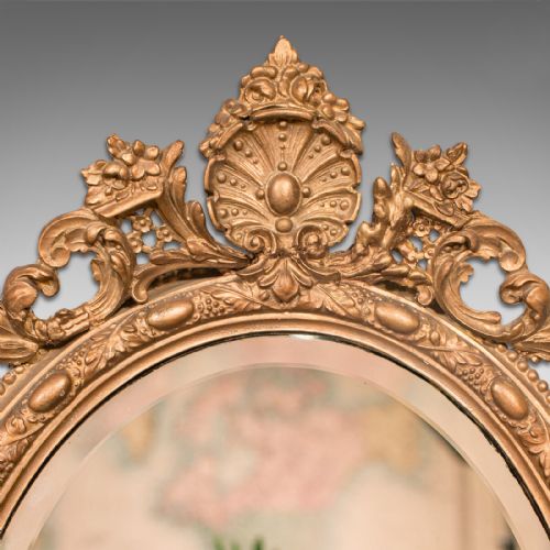 ANTIQUE ORNATE WALL MIRROR FRENCH GILT GESSO BEVELLED GLASS VICTORIAN 1900 - ADDITIONAL PHOTO 3