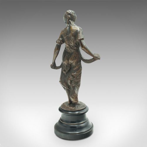 fig 4. Pair Of Antique Virtue Figures, French, Bronze, Statue, Art Nouveau, Victorian