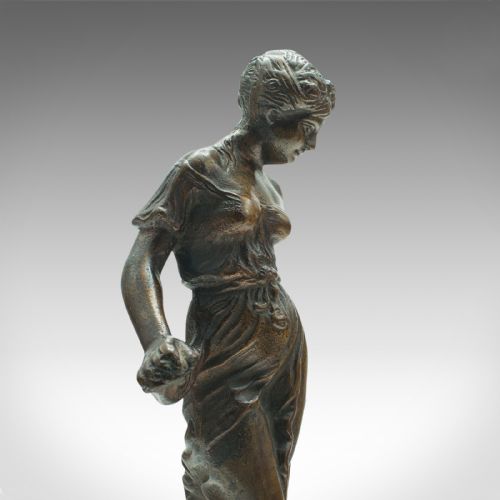 fig 5. Pair Of Antique Virtue Figures, French, Bronze, Statue, Art Nouveau, Victorian