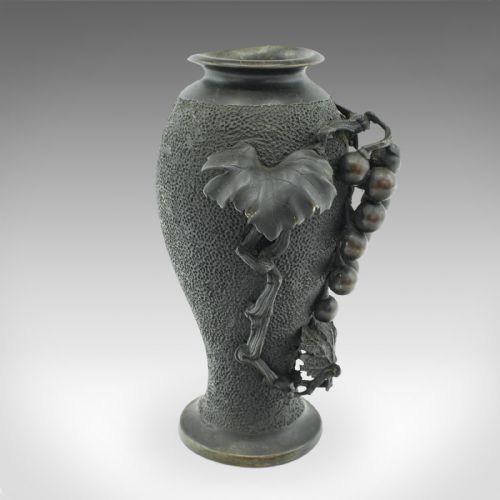 PAIR OF ANTIQUE DECORATIVE VASES JAPANESE BRONZE BALUSTER MEIJI VICTORIAN - ADDITIONAL PHOTO 3