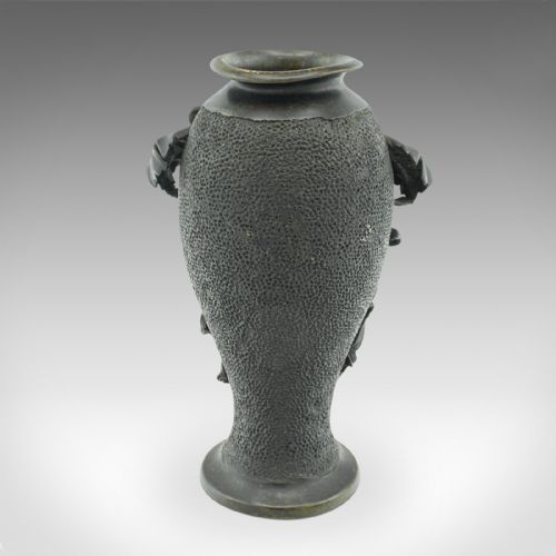 PAIR OF ANTIQUE DECORATIVE VASES JAPANESE BRONZE BALUSTER MEIJI VICTORIAN - ADDITIONAL PHOTO 4