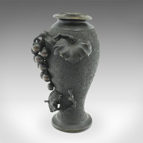 PAIR OF ANTIQUE DECORATIVE VASES JAPANESE BRONZE BALUSTER MEIJI VICTORIAN - ADDITIONAL PHOTO 6