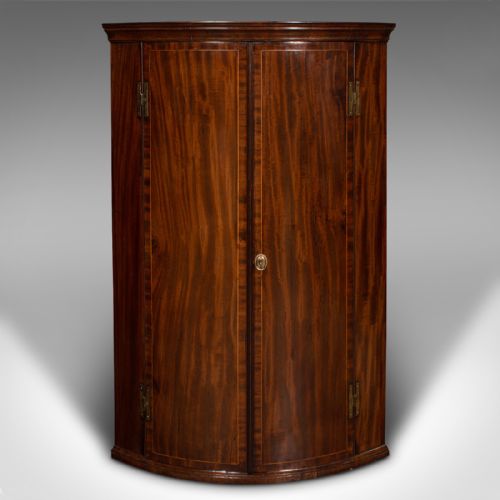 ANTIQUE CORNER CABINET ENGLISH BOW FRONT WALL CUPBOARD GEORGIAN CIRCA 1780 - ADDITIONAL PHOTO 1