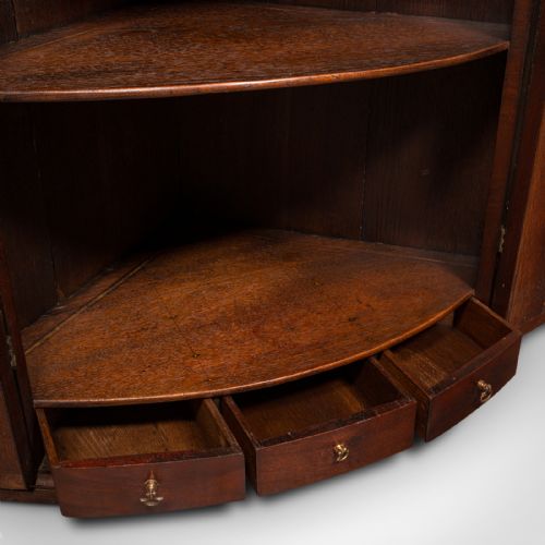 ANTIQUE CORNER CABINET ENGLISH BOW FRONT WALL CUPBOARD GEORGIAN CIRCA 1780 - ADDITIONAL PHOTO 8