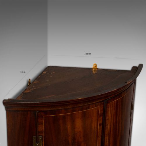 ANTIQUE CORNER CABINET ENGLISH BOW FRONT WALL CUPBOARD GEORGIAN CIRCA 1780 - ADDITIONAL PHOTO 9