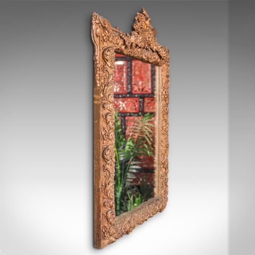 ANTIQUE WALL MIRROR ITALIAN GILT GESSO ORNATE HALLWAY OVERMANTLE REGENCY - ADDITIONAL PHOTO 1