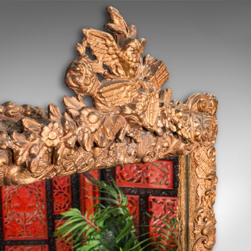 ANTIQUE WALL MIRROR ITALIAN GILT GESSO ORNATE HALLWAY OVERMANTLE REGENCY - ADDITIONAL PHOTO 2
