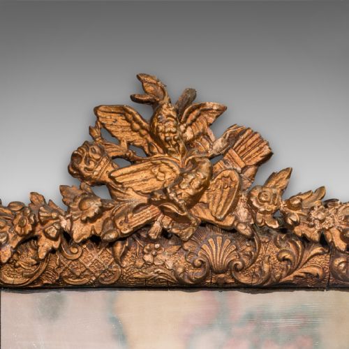 ANTIQUE WALL MIRROR ITALIAN GILT GESSO ORNATE HALLWAY OVERMANTLE REGENCY - ADDITIONAL PHOTO 5