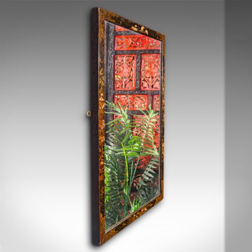 fig 1. Antique Chinoiserie Wall Mirror, Oriental, Japanned, Hallway, Bedroom, Victorian
