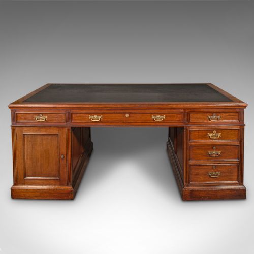 fig 5. Very Large Antique Partner's Desk, English, Twin Pedestal, Maple & Co, Edwardian
