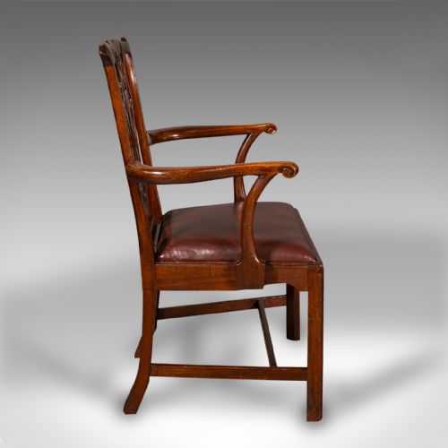 fig 3. Pair Of Antique Carver Chairs, English, Elbow Seat, Chippendale Taste, Georgian