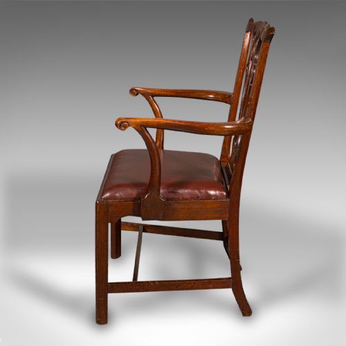fig 4. Pair Of Antique Carver Chairs, English, Elbow Seat, Chippendale Taste, Georgian