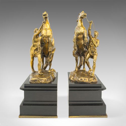 fig 5. Pair Of Antique Marly Horse Bookends, French, Grand Tour, Book Rest, Victorian