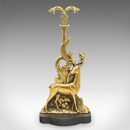 fig 1. Antique Highland Doorstop, Scottish Brass Decorative Stag Door Keeper, Victorian